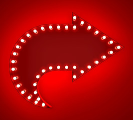 Wall Mural - Red neon arrow on red background. 3D rendering