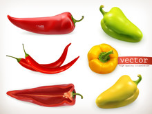 Pepper. Vegetable 3d Vector Icon Set