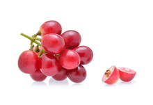 Red Grapes Isolated On White Background.