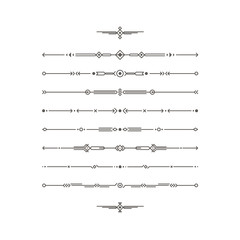 Aufkleber - Dividers vector set. Geometric vintage horizontal isolated line border and text design element. Collection of page rules. Separation text selection. Minimalism. Royal book border collection.