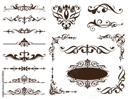 Fotografía Vintage ornaments design elements floral curlicues white background
curbs frame