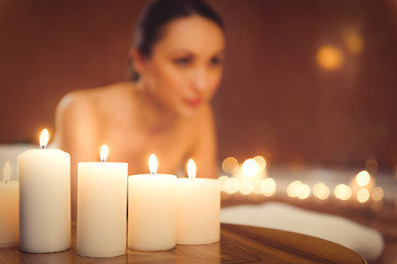 Poster - Confident woman resting at wellness center