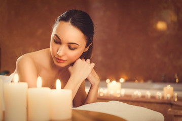 Canvas Print - Calm girl luxuriating in aroma room