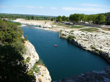The Gard River Seen From The Ancient Roman Aqueduct, France