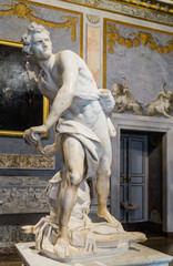 Marble sculpture David by Gian Lorenzo Bernini in Galleria Borghese