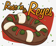 Delicious Spanish 'Roscon de Reyes' with Fava Bean for Epiphany, Vector Illustration