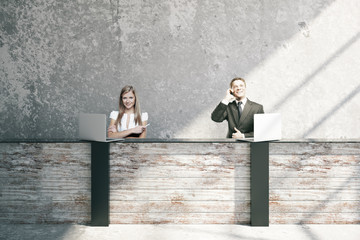 Wall Mural - Man and woman at reception