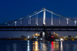 Spotlighted Uerdinger bridge across the Rhine