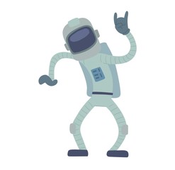 Wall Mural - Cute astronaut in space, working and having fun.