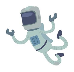 Wall Mural - Cute astronaut in space, working and having fun.