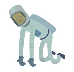 Wall Mural - Cute astronaut in space, working and having fun.