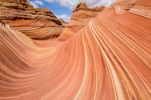 Rock Waves - Smooth And Colorful Sandstone Rock Waves At The Center Of The Wave, A Dramatic Erosional Sandstone Rock Formation Located In North Coyote Buttes Area At Arizona-Utah Border. 