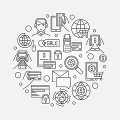 Poster - Online payment outline illustration