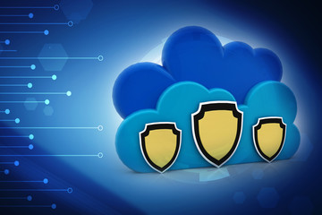 Poster - 3d illustration Cloud with shield
