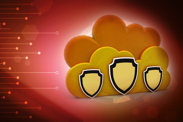 Poster - 3d illustration Cloud with shield
