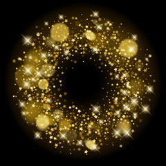 Wall Mural - Golden stars sequins glitter background template.