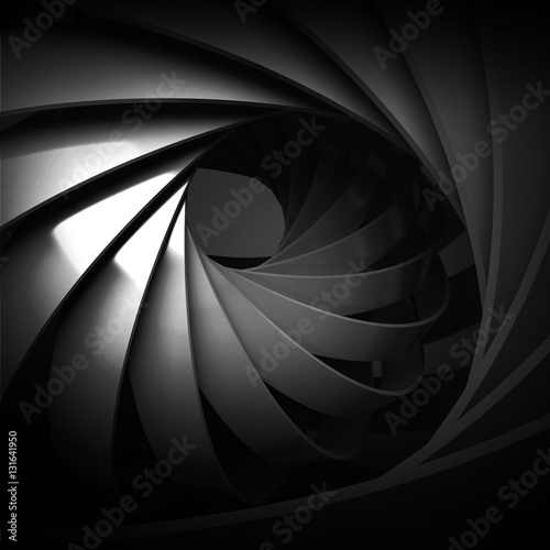 black-spiral-structure-3d-illustration