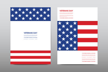 Poster - Set of Veterans Day brochure, poster templates in USA flag style. Beautiful design and layout