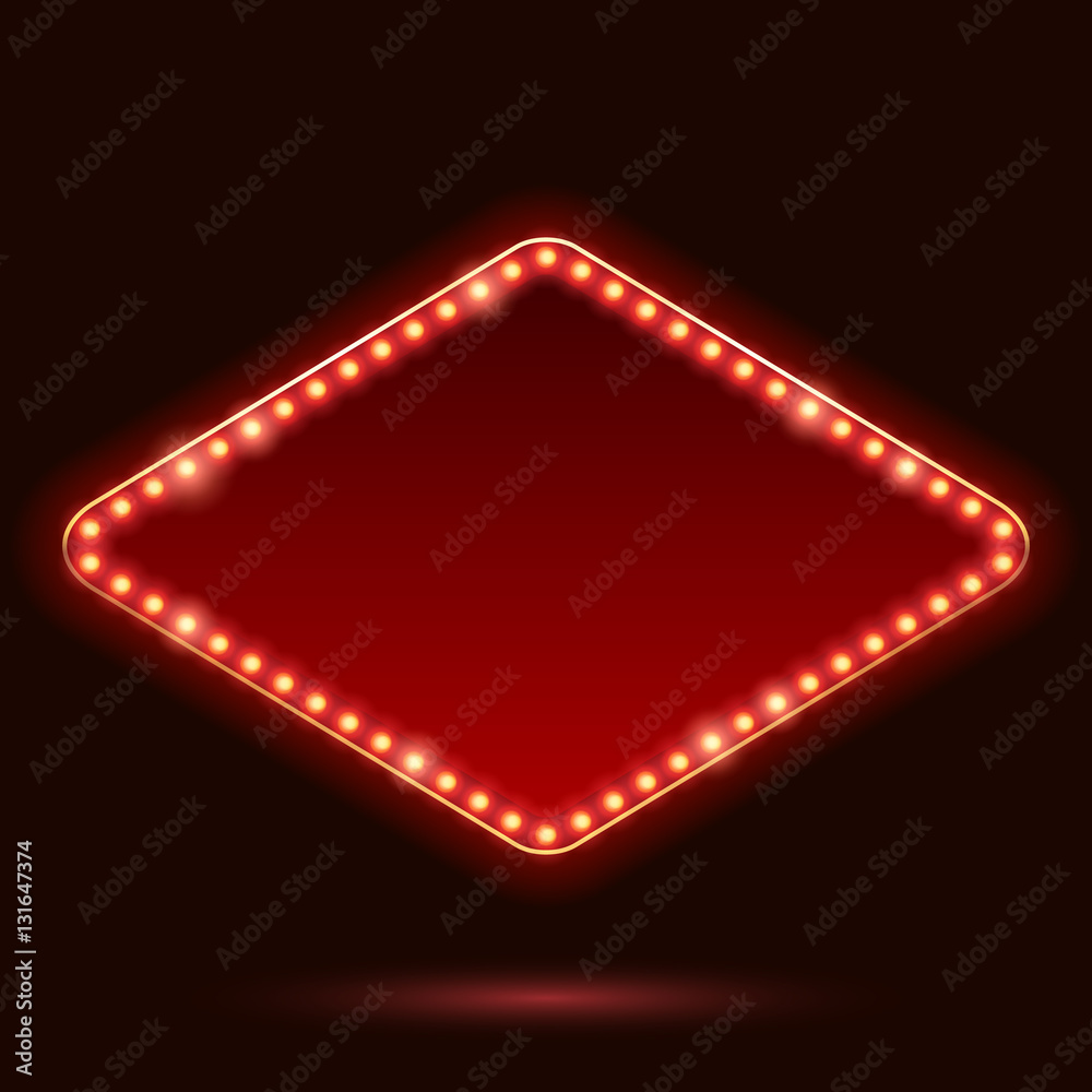 Light bulbs vintage neon glow frame vector illustration. Stock Vector ...