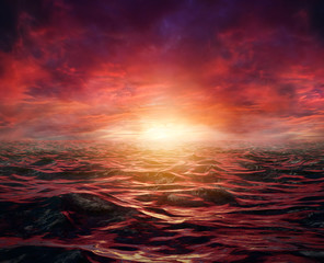 Wall Mural - Sunset on a stormy sea