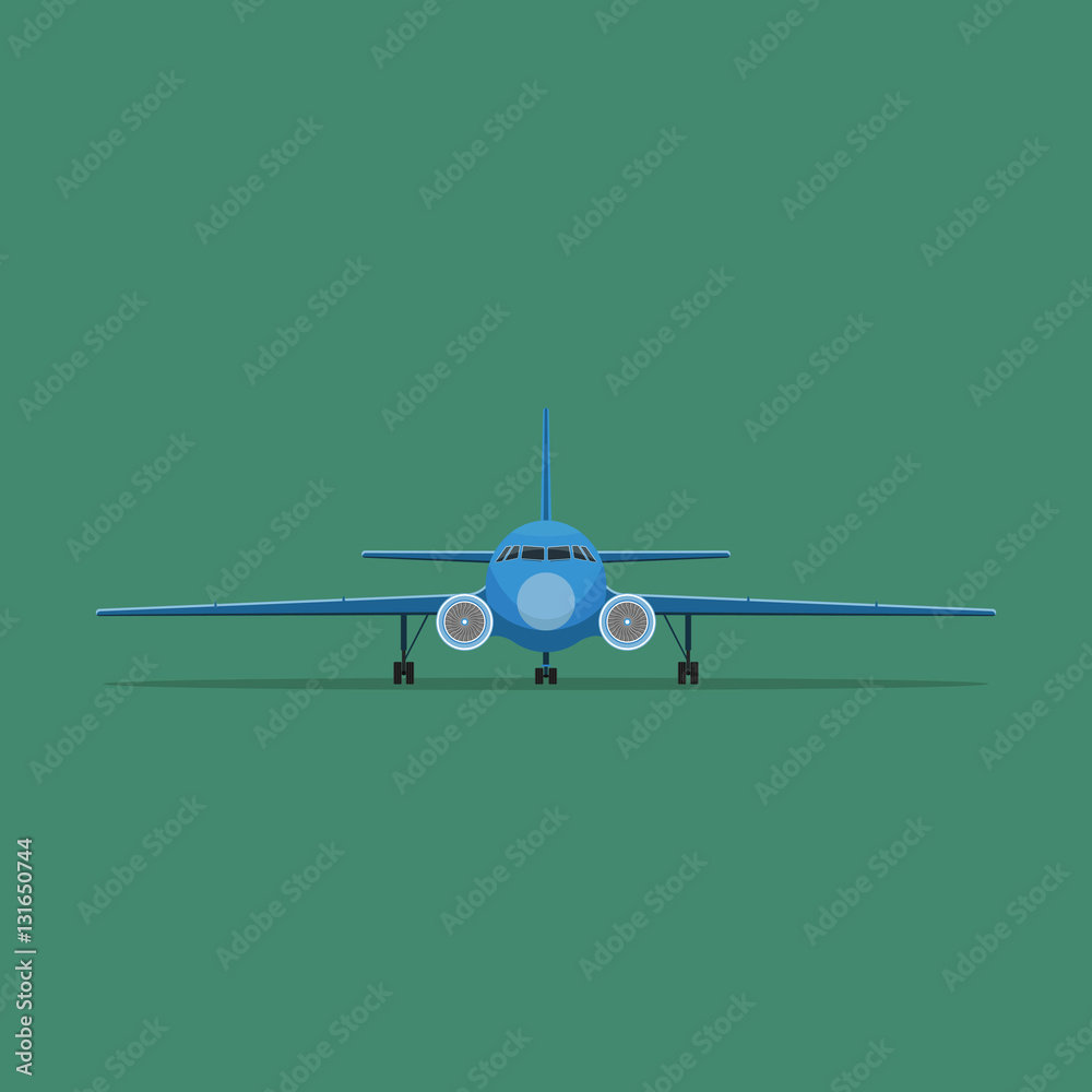 Vector image of a passenger plane in flat style. Front view. Stock ...