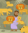 Daniel With Lions - Cute illustration of Daniel in the lions den. Eps10