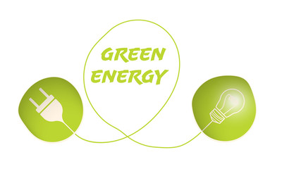 Poster - vector bulbs and the words green energy