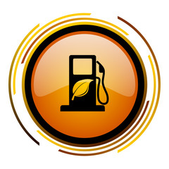 Aufkleber - Eco dieselsign vector icon. Modern design round orange button isolated on white square background for web and application designers in eps10.