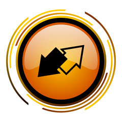 Aufkleber - Exchange arrows sign vector icon. Modern design round orange button isolated on white square background for web and application designers in eps10.
