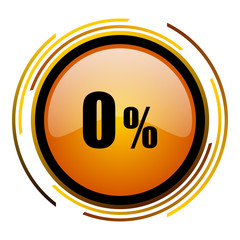 Fototapete - 0 percent vector icon. Modern design round orange button isolated on white background for web and applications in eps10.