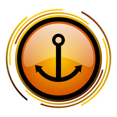 Poster - Anchor vector icon. Modern design round orange button isolated on white background for web and applications in eps10.