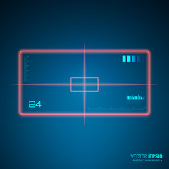 Poster - Sniper scope isolated. Neon target concept. Game Interface Element. Vector