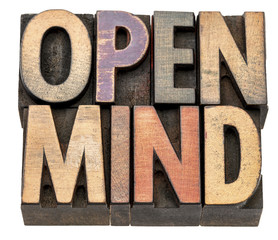Wall Mural - open mind word abstract in vintage wood type