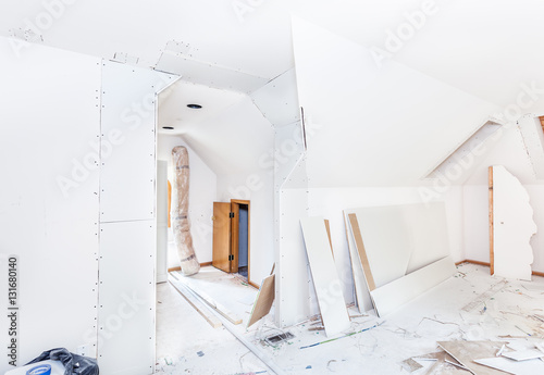Careful Drywall Hanging Around Angled Ceiling And Wall