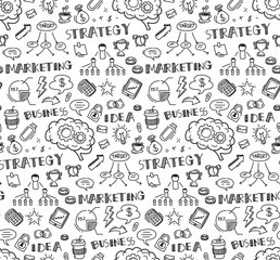 Canvas Print - business themed doodle seamless background