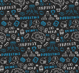 Wall Mural - business themed doodle seamless background