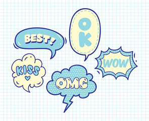 Poster - Cute speech bubble doodle set