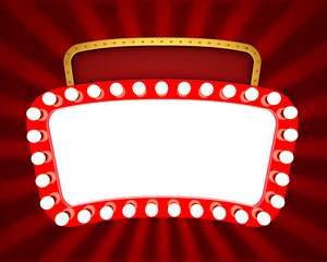 Wall Mural - Glowing retro cinema banner with rays. 3D rendering