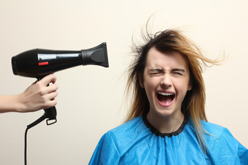 Fun girl hair dry. 