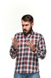 © master1305 - Man is looking scared. Over white background