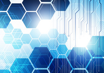 Leinwandbilder - Digital hexagonal business technology concept background