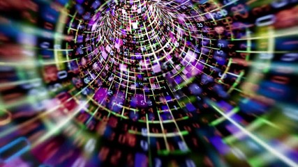 Canvas Print - a vortex tunnel of streaming digital data (loop).
