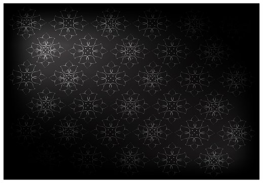 Black Vintage Wallpaper with Flower Pattern Background