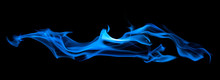 Blue Flame Long Spark Isolated On Black