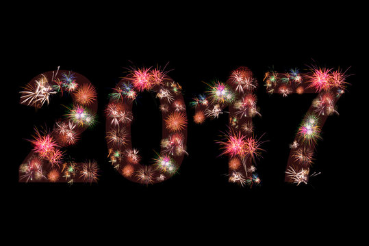 Happy new year 2017 fireworks colorful version 3