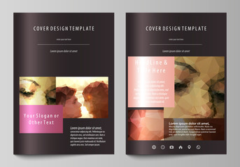 Poster - Business templates for brochure, flyer, report. Cover design template, abstract vector layout in A4 size. Romantic couple kissing. Beautiful background. Geometrical pattern in triangular style.