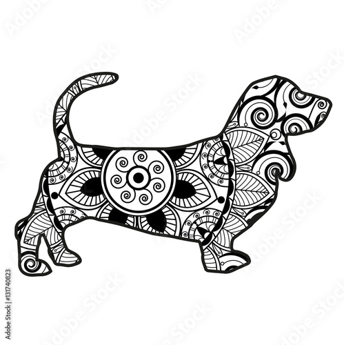 Vector Illustration Of A Dog Mandala For Coloring Book Cane Mandala Da Colorare Vettoriale Wall Mural Rosangelaincusci