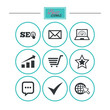© blankstock - Internet, seo icons. Star, shopping signs.