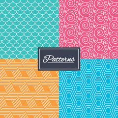 Wall Mural - floral ornament, roof tiles and hex textures.