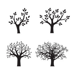 Wall Mural - Set Black vector Trees. Vector Illustration. Park and Nature.